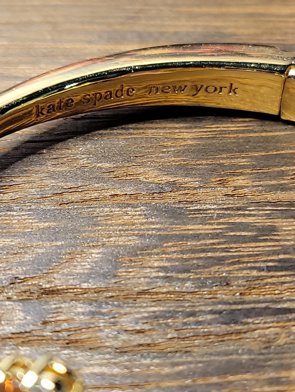 Kate Spade Little Gem Hinged Gold Tone Cuff With Multi Crystal 6 To 61/2 Inch. - Picture 3 of 4